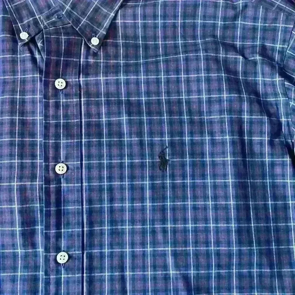 Ralph Lauren Blake Long Sleeve Shirt Purple Blue Plaid sz M (unisex) - Picture 3 of 11